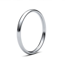 9ct White Gold Standard Weight Court Profile Mirror Finish Wedding Ring