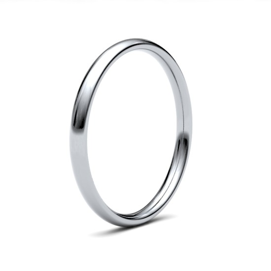 9ct White Gold Standard Weight Court Profile Mirror Finish Wedding Ring
