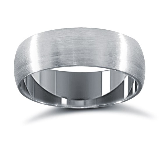 9ct White Gold Standard Weight Court Profile Satin Wedding Ring