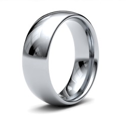 9ct White Gold Standard Weight Court Profile Mirror Finish Wedding Ring