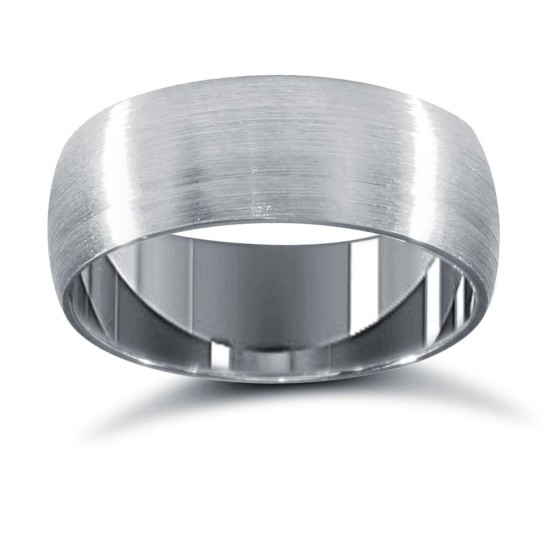 9ct White Gold Standard Weight Court Profile Satin Wedding Ring