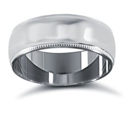 9ct White Gold Standard Weight Court Profile Mill Grain Wedding Ring