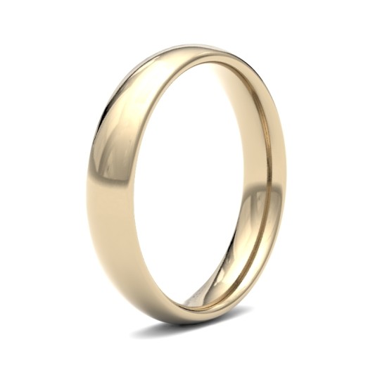 9ct Yellow Gold Standard Weight Court Profile Mirror Finish Wedding Ring
