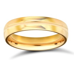 9ct Yellow Gold Standard Weight Court Profile Centre Groove Wedding Ring