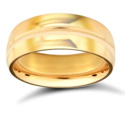 9ct Yellow Gold Standard Weight Court Profile Centre Groove Wedding Ring
