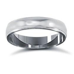 Palladium Standard Weight Court Profile Mill Grain Wedding Ring