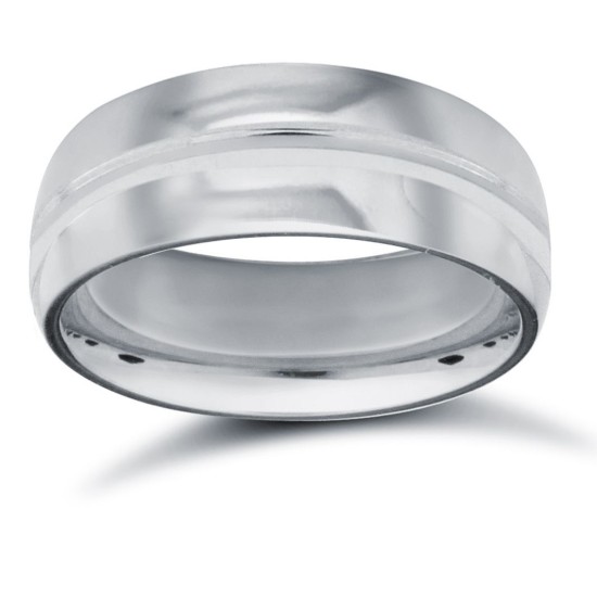Platinum Standard Weight Court Profile Centre Groove Wedding Ring