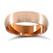 18ct Rose Gold Standard Weight D-Shape Profile Satin Wedding Ring
