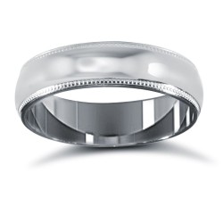 18ct White Gold Standard Weight D-Shape Profile Mill Grain Wedding Ring