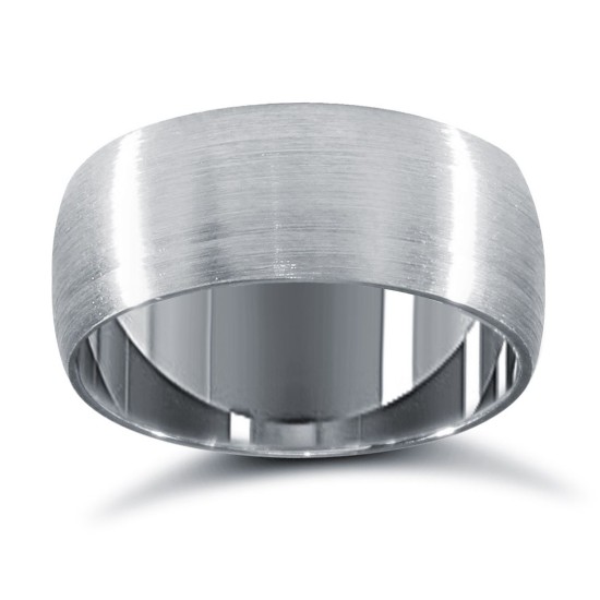 18ct White Gold Standard Weight D-Shape Profile Satin Wedding Ring