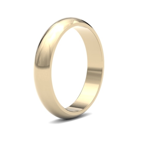 18ct Yellow Gold Standard Weight D-Shape Profile Mirror Finish Wedding Ring