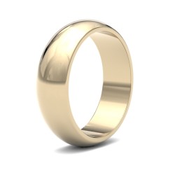 18ct Yellow Gold Standard Weight D-Shape Profile Mirror Finish Wedding Ring