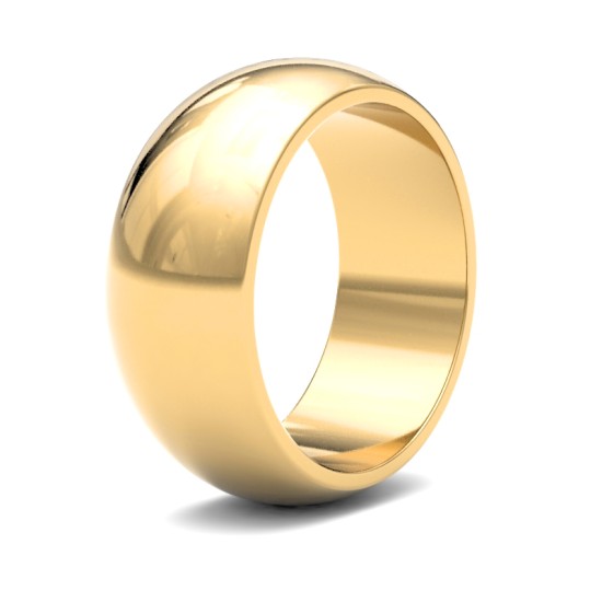 22ct Yellow Gold Standard Weight 8mm D Shaped Profile Mirror Finish Wedding Ring