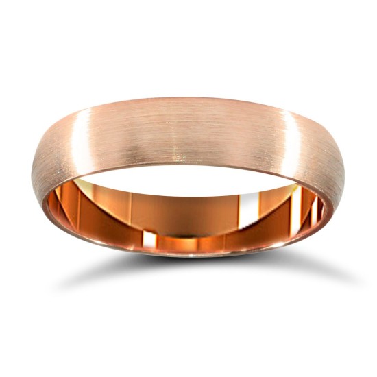 9ct Rose Gold Standard Weight D-Shape Profile Satin Wedding Ring
