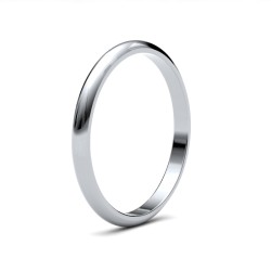 9ct White Gold Standard Weight D-Shape Profile Mirror Finish Wedding Ring