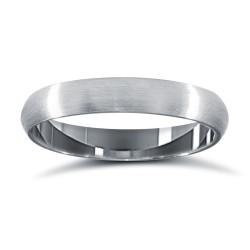 9ct White Gold Standard Weight D-Shape Profile Satin Wedding Ring