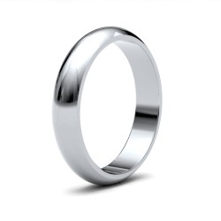 9ct White Gold Standard Weight D-Shape Profile Mirror Finish Wedding Ring