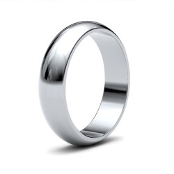 9ct White Gold Standard Weight D-Shape Profile Mirror Finish Wedding Ring