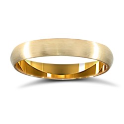 9ct Yellow Gold Standard Weight D-Shape Profile Satin Wedding Ring