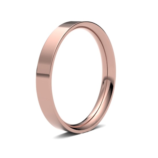 18ct Rose Gold Standard Weight Flat Court Profile Mirror Finish Wedding Ring