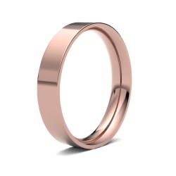 18ct Rose Gold Standard Weight Flat Court Profile Mirror Finish Wedding Ring