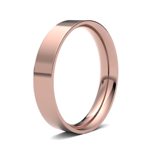 18ct Rose Gold Standard Weight Flat Court Profile Mirror Finish Wedding Ring