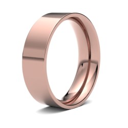 18ct Rose Gold Standard Weight Flat Court Profile Mirror Finish Wedding Ring