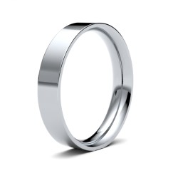 18ct White Gold Standard Weight Flat Court Profile Mirror Finish Wedding Ring