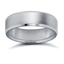 18ct White Gold Standard Weight Flat Court Profile Bevelled Edge Wedding Ring