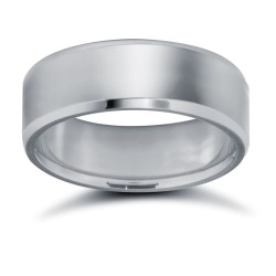 18ct White Gold Standard Weight Flat Court Profile Bevelled Edge Wedding Ring