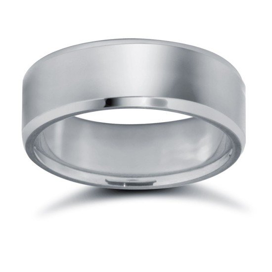18ct White Gold Standard Weight Flat Court Profile Bevelled Edge Wedding Ring