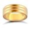 18ct Yellow Gold Standard Weight Flat Court Profile Double Groove Wedding Ring
