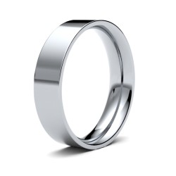 9ct White Gold Standard Weight Flat Court Profile Mirror Finish Wedding Ring