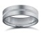 9ct White Gold Standard Weight Flat Court Profile Centre Groove Wedding Ring
