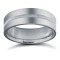9ct White Gold Standard Weight Flat Court Profile Centre Groove Wedding Ring
