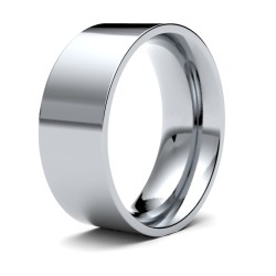 9ct White Gold Standard Weight Flat Court Profile Mirror Finish Wedding Ring