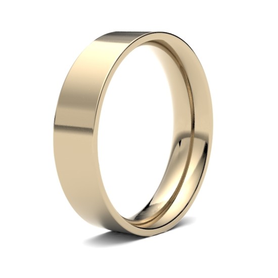 9ct Yellow Gold Standard Weight Flat Court Profile Mirror Finish Wedding Ring