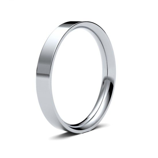 Palladium Standard Weight Flat Court Profile Mirror Finish Wedding Ring