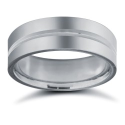 Palladium Standard Weight Flat Court Profile Centre Groove Wedding Ring