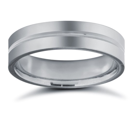 Platinum Standard Weight Flat Court Profile Centre Groove Wedding Ring
