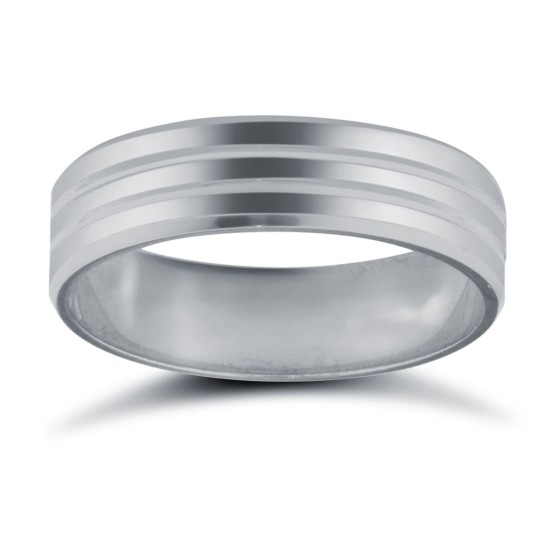 Platinum Standard Weight Flat Court Profile Double Groove Wedding Ring