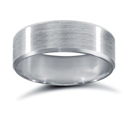 Platinum Standard Weight Flat Court Profile Satin and Bevelled Edge Wedding Ring