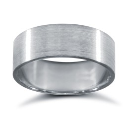 Platinum Standard Weight Flat Court Profile Satin Wedding Ring
