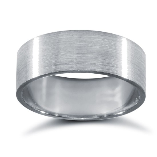 Platinum Standard Weight Flat Court Profile Satin Wedding Ring