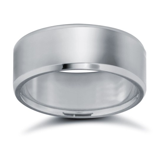 Platinum Standard Weight Flat Court Profile Bevelled Edge Wedding Ring