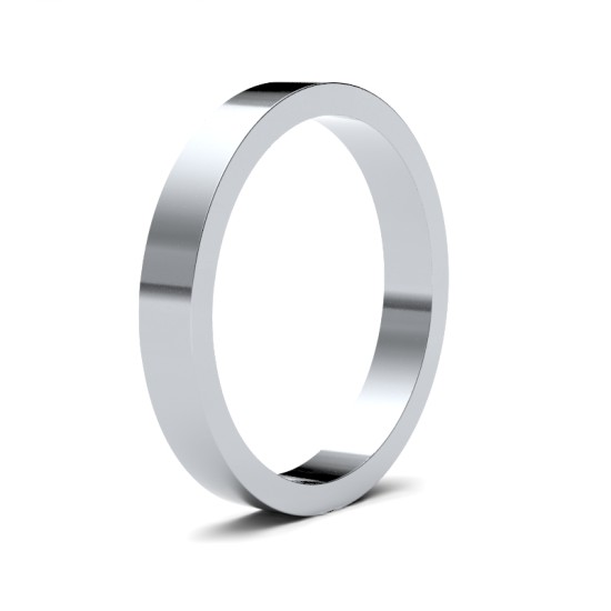 18ct White Gold Standard Weight Flat Profile Mirror Finish Wedding Ring