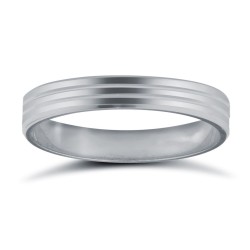 18ct White Gold Standard Weight Flat Profile Double Groove Wedding Ring