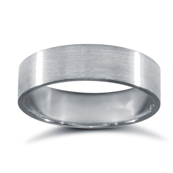 18ct White Gold Standard Weight Flat Profile Satin Wedding Ring