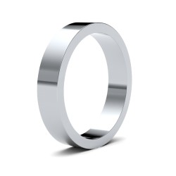 9ct White Gold Standard Weight Flat Profile Mirror Finish Wedding Ring
