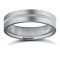 9ct White Gold Standard Weight Flat Profile Centre Groove Wedding Ring